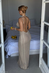 Lily Mixed Yarn Maxi Dress - Taupe